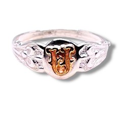 Initial U Signet 10k Gold Letter 925 Sterling Silver Ring Size 4.25