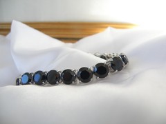 Sterling Silver 925 Natural 50tcw Black Spinel Tennis Bracelet 8″