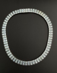 Art Deco Style Ice Blue Rhinestone Choker Collar Necklace Princess Cut VTG 14.5”