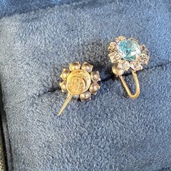 Topaz Blue and Clear Crystal Sterling Earrings