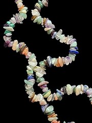 Multicolor Mixed Gemstone Chip Necklace 17″ Long Layering Shiney Colorful Stone
