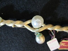 vintage costume jewelry brooch by Francois Gold tone simulated pearls New