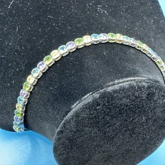 Vintage Suzanne Somers MultiColor Bezel 925 Silver Bracelet 7.5in/Necklace 18in