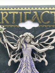 JJ Jonette Vintage Angel Fairy Purple Sparkle Brooch Pin Silvertone NOS RARE!