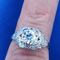Original EARTH MINED DIAMOND Deco Engagement Ring Vintage PLATINUM Solitaire S 6