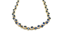 Vintage Sapphire & Diamond Necklace – 18K Gold Plated, 18” Luxury Jewelry