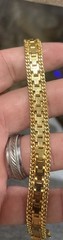 Vintage bracelet Gold tone Bricks Link bracelet Safety chain Lazer cut 7 1/2”