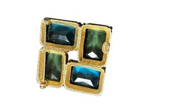 Cadoro Pastel Blue & Green Faceted Multi Stone Cut Glass Brooch Pin Book Piece