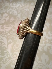 Vintage Jolie Gabor Faux Ruby and Cubic Zirconia Cocktail Ring Size 6