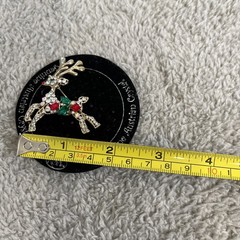 Vintage KSA Genuine Austrian Crystal Christmas Reindeer Brooch Pin