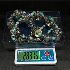 Nepali Ethnic Jewelry Beautiful Turquoise Tube Huge Vintage Handmade Necklace