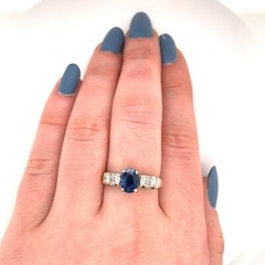 14k Yellow Gold 1.52 Carat Genuine Natural Sapphire and Diamond Ring (#J5570)