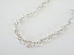 Italian Sterling Silver 925 Rolo Link Charm Chain Bracelet 7.5″