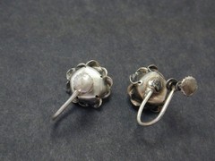 Vtg 835 Silver 3D Rose Bracelet Brooch Screw Back Earrings 3 pc Set Pin European
