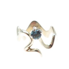 925 Sterling Silver Vintage DLD Real London Blue Topaz Adjustable Ring Size 7.75