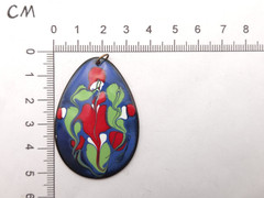 Vintage Mid Century MCM Colorful Red Green Blue Enamel Copper Teardrop Pendant