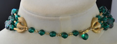 Trifari multi strand art glass irridescent aurora borealis necklace three 17″