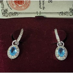 Camrose & Kross JBK Jackie Kennedy Blue Stone Dangle Drop Earrings with COA NIB