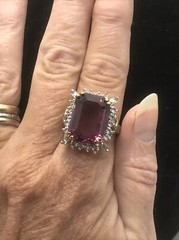 Vintage 18KT GE Gold Plated Purple Austrain Crystal Clear Acc Ring varied sizes