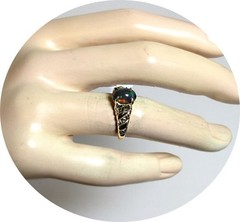Cute – BLACK OPAL – Natural gem – Multi Colors – 14k Vintage Yellow Gold Mt