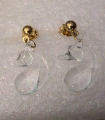 Glass Unicorn Pendant & Earrings With 18 Inch 2 mm Rope Chain Vintage