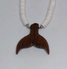 Boho Style Fish Tail Wood Coconat Beads Necklace 16in.