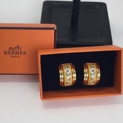 Hermes Vintage Cloisonne’ Luxury Enamel Floral Clip On Earrings in original box