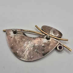 Vintage Deborah Close Sterling Silver 925 Mixed Metals Gem Abstract Pin Brooch