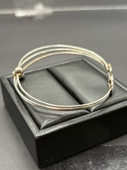 Vintage 7″ Sterling Silver 3-Strand Bracelet 6 Grams Rigid G24