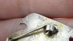 Antique Niello Sterling Silver Boat Brooch Pin 4.1g 1 Inch Length Regatta