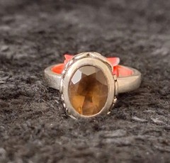 Vintage 925 Sterling Silver Smoky Quartz Ring Size 8