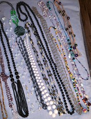 Great Lot 39 Vintage to More Modern Glass Bead Necklaces Many Colors