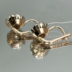 Vintage Original Rose & White Gold Cubic Zirconia Earrings 585 14K 7.36 g. 1990s