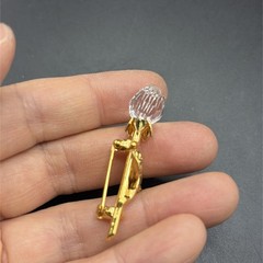 Swaovski Crystal Rose Brooch Label Pin In Gold , Marked Flower 1 3/4”L No Box