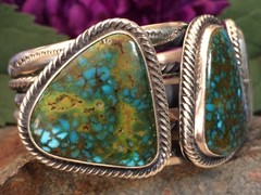 102 GRAM SPIDERWEB TURQUOISE STERLING ROPE SOUTHWESTERN NAVAJO STYLE BRACELET