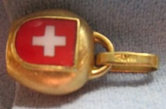 Vintage Enameled Swiss First Aide BELL ~ 14k Yellow Gold CHARM or PENDANT