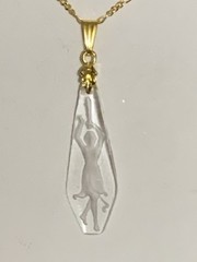 ALMOST GONE* RARE 1920’S ART DECO CRYSTAL INTAGLIO PENDANT-WOMAN W/TORCH*.g-NEW