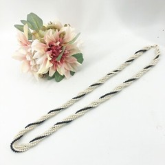 Vintage Multi Strand Faux Pearl Beaded white & Black Long Necklace 32” Estate