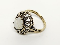 Vintage 14KHGE Gold Plated Ring with White Opal Gemstone – Cracked Stone, READ