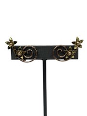 VTG Sterling Silver 925 Floral Ear Climber Swirl Earrings Gold Plated Clip On