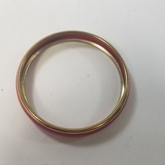 Pink Enamel Gold Tone Bangle Bracelet