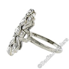 Antique Art Deco 14K White Gold 0.60ctw Diamond Unique Open Milgrain Dinner Ring