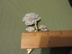 WOW Joan Rivers Crystal Snowy Owl Brooch Pin Gold tone AB Rhinestones Topaz Eyes