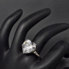 Sterling Silver Cubic Zirconia Heart Shaped Ring Size 8.75 925 JJJ 925 China