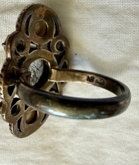 Nicky Butler Ring 925 Silver Black Rutilated Quartz Pearl White Topaz 6.5
