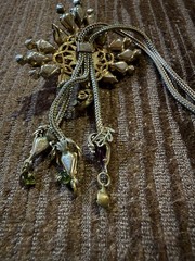 Vintage 1950-1970 Purple Rhinestone costume Jewelry Necklace 14”