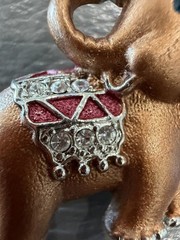 Vintage Silvertone Brown Rhinestone Elephant Brooch Pin