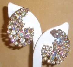 Juliana Climber Earrings in Aurora Borealis Stones in a Paisley Design by D & E