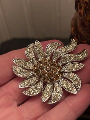 Celebrity NYBrooch Flower Rhinestone Vintage Brooch Costume Jewelry Marked