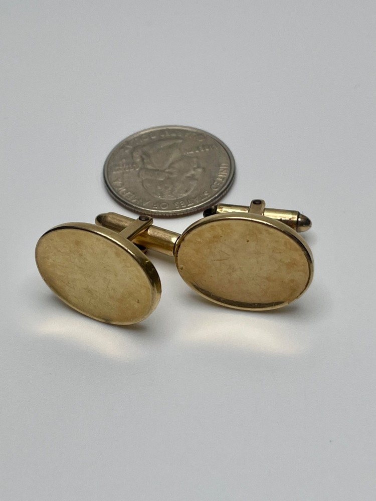 Vintage Krementz Oval 14K Gold Overlay Smooth Oval Minimalist MCM Cufflinks